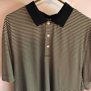 Golf T Shirt Stripes Light Yellow Dark Blue XL